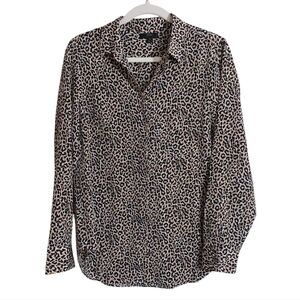 J. Crew Leopard Print Button-Up Silk Blouse- size 6